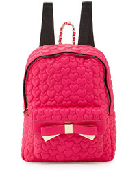 Betsey Johnson Be Mine Forever Quilted Backpack Fuchsia