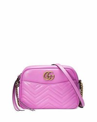 Gucci Gg Marmont 20 Medium Quilted Camera Bag Bright Pink
