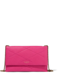 Lanvin Quilted Leather Shoulder Bag Fuchsia