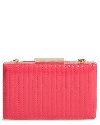 Sondra Roberts Quilted Faux Leather Box Clutch Pink