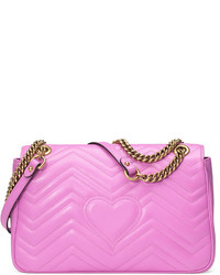 Gucci Gg Marmont 20 Medium Quilted Shoulder Bag Bright Pink