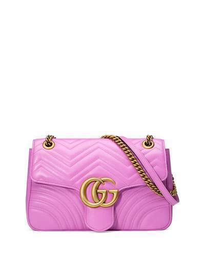 Gucci Gg Marmont 20 Medium Quilted Shoulder Bag Bright Pink, $2,300, Neiman Marcus