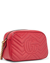 Gucci Gg Marmont Camera Small Quilted Leather Shoulder Bag Claret