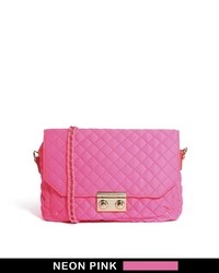 Pull&Bear Quilted Bag In Neon Pink