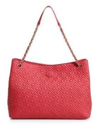 Hot Pink Quilted Leather Tote Bag