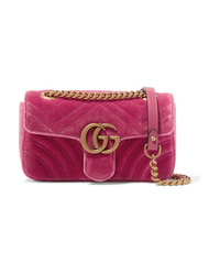 Gucci Gg Marmont Mini Quilted Velvet Shoulder Bag