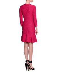 Alexander McQueen 34 Sleeve Quilted Flirty Hem Dress Shocking Pink