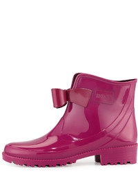 RED Valentino Bow Rubber Short Rain Boot Fuchsia