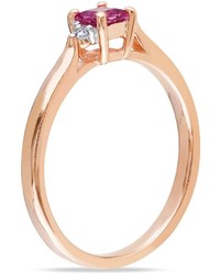 Ice 004 Ct Diamond Tw And 13 Ct Tgw Pink Tourmaline Pink Silver Fashion Ring