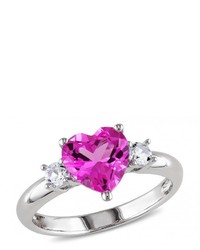 Ice 255 Ct Tgw Created Pink And White Sapphire Silver Heart Ring