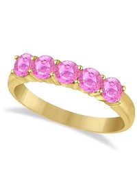 Allurez Five Stone Pink Sapphire Ring 14k Yellow Gold