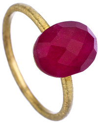 Betty Carre Matte Gold And Oval Gemstone Ring