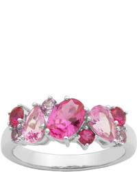 jcpenney Fine Jewelry Simulated Amethyst Pink Sapphire And Ruby Sterling Silver Cluster Ring