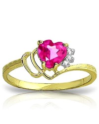 Galaxy Gold Products 14k Solid Gold Puerto Rico Pink Topaz Diamond Ring