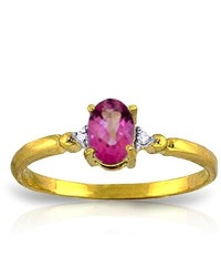 Galaxy Gold Products 14k Solid Gold Ring With Natural Diamonds Pink Topaz