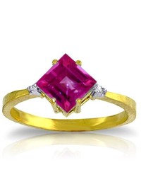 Galaxy Gold Products 14k Solid Gold Take A Chance Pink Topaz Diamond Ring