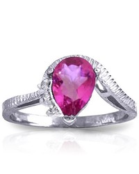 Galaxy Gold Products 14k White Gold Feel Appreciated Pink Topaz Diamond Ring
