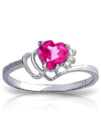 Galaxy Gold Products 14k White Gold Insatiably Curious Pink Topaz Diamond Ring