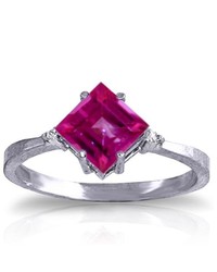 Galaxy Gold Products 14k White Gold Morning Song Pink Topaz Diamond Ring