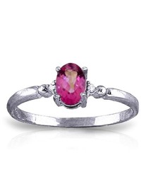 Galaxy Gold Products 14k White Gold Ring With Natural Diamonds Pink Topaz