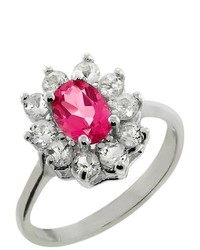 Gem Stone King 200 Ct Pink White 925 Sterling Silver Ring