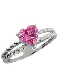 Gem Stone King Carlo Bianca Fancy Pink 14k White Gold Ring Made With Swarovski Zirconia