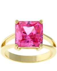 Kate Bissett Goldtone Pink Cz Solitaire Ring
