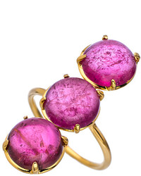Kirakira Gold And Pink Tourmaline Three Stone Gemma Ring