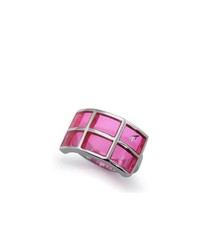 Tioneer Stainless Steel Ring W Pink Resin Inlay
