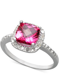 Townsend Victoria Sterling Silver Ring Pink Topaz Cushion Cut Ring