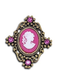 VistaBella Fashion Cz Diamond Pink Victorian Gold Tone Adjustable Ring
