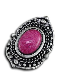 VistaBella Fashion Vintage Sphere Stud Pink Marble Adjustable Ring