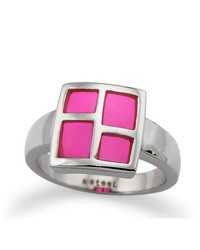 West Coast Jewelry Stainless Steel Ladies Ring With Pink Resin Inlay Size 9