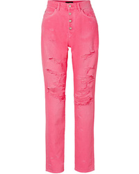 pink jeans ripped