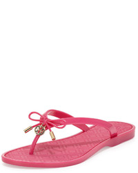 Hot Pink Rubber Flat Sandals
