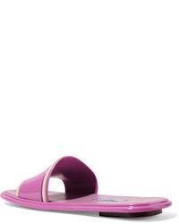 Prada Color Block Rubber And Leather Slides Pink