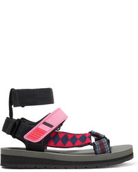 Prada Canvas Leather And Rubber Sandals Pink