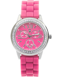 Journee Collection Crystal Accent Silicone Strap Watch