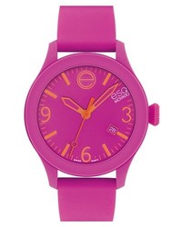 ESQ Movado One Silicone Strap Watch 42mm Pink Orange