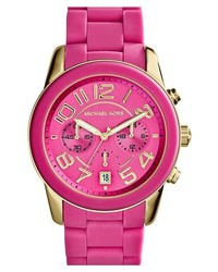 MICHAEL Michael Kors Michl Kors Mercer Chronograph Silicone Strap Watch 42mm Pink