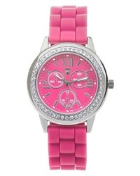 Journee Collection Rhinestone Accented Colored Silicone Strap Watch Assorted Colors