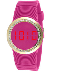 jcpenney Tko Orlogi Crystal Accent Pink Silicone Strap Touch Digital Sport Watch