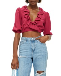 Hot Pink Ruffle Cropped Top