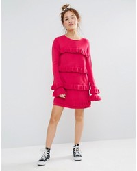 Asos Petite Petite Dress With Ruffle And Fluted Sleeve