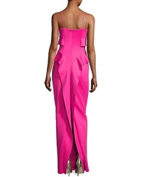 Black Halo Delray Sleeveless Ruffle Scuba Gown Iconic Pink