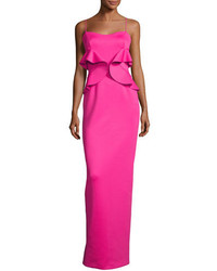 Black Halo Delray Sleeveless Ruffle Scuba Gown Iconic Pink