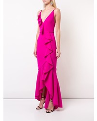 Marchesa Notte V Neck Crepe Gown