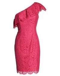 Eliza J Ruffle Lace One Shoulder Sheath Dress