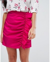 Fashion Union Petite Mini Skirt With Ruffle Gathers In Luxe Fabric