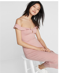 Express Ruffle Cut Out Off The Shoulder Midi Dress